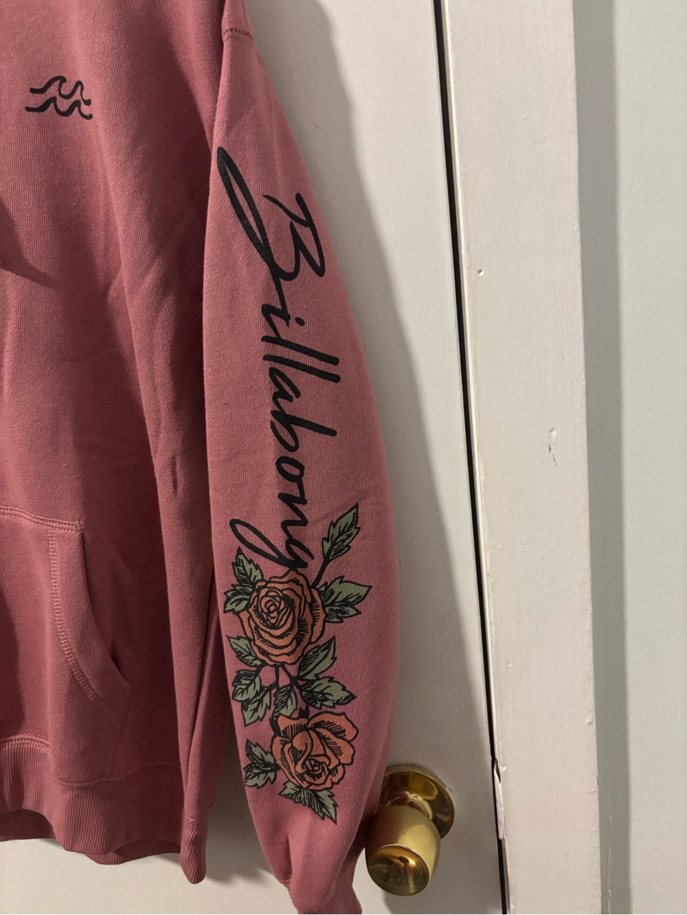 Billabong Rose Pink Crewneck Hoodie with Sleeve Floral Graphic - Picture 3 of 4